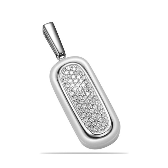 Simulated Diamonds Pendant set in 925 and Fine Ceramic - Picture 4 of 4